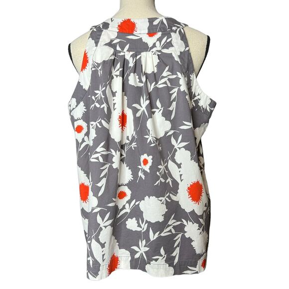 John Paul Richard Blouse in Gray White Red Floral Print Halter Neckline Size XL - Picture 3 of 6